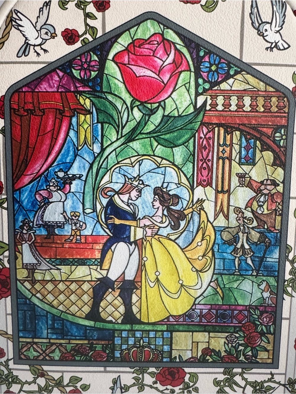 Loungefly White Stained Glass Beauty and the Beast Mini Backpack - Picture 2 of 6